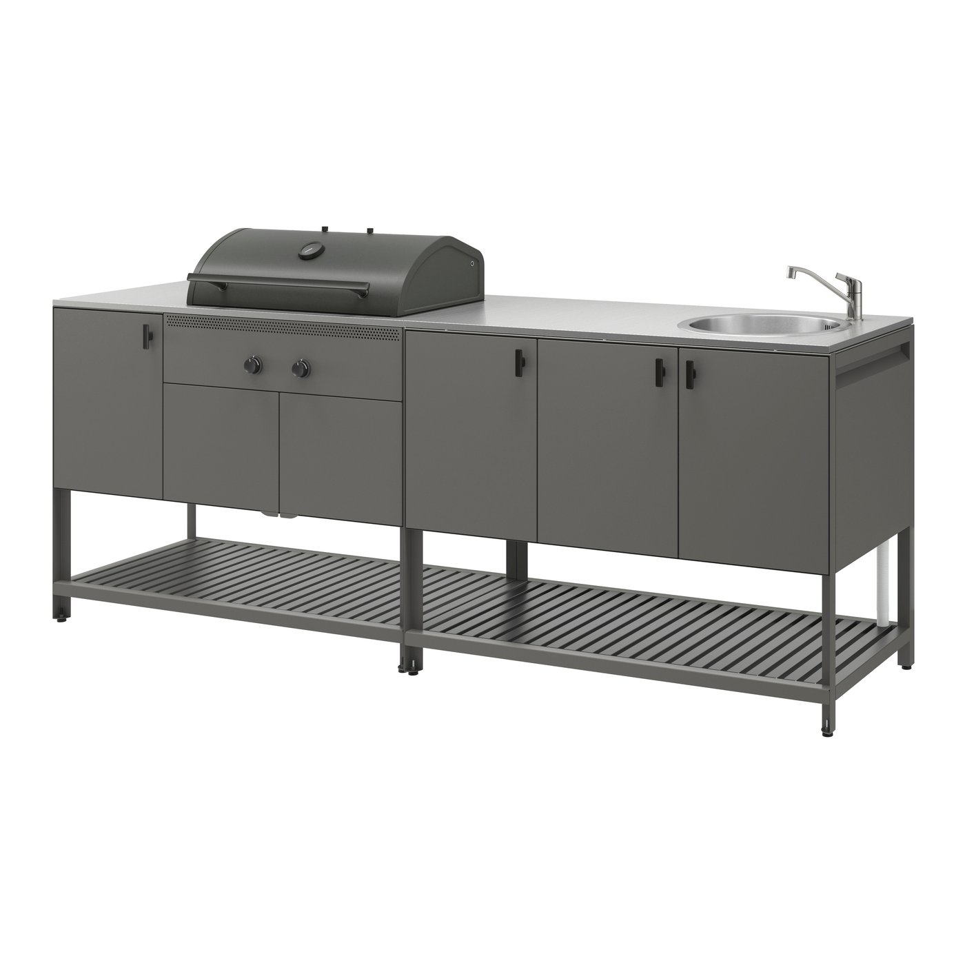 IKEA - BÅTSKÄR kesäkeittiö + hiiligrilli + allasyk, tummanharmaa