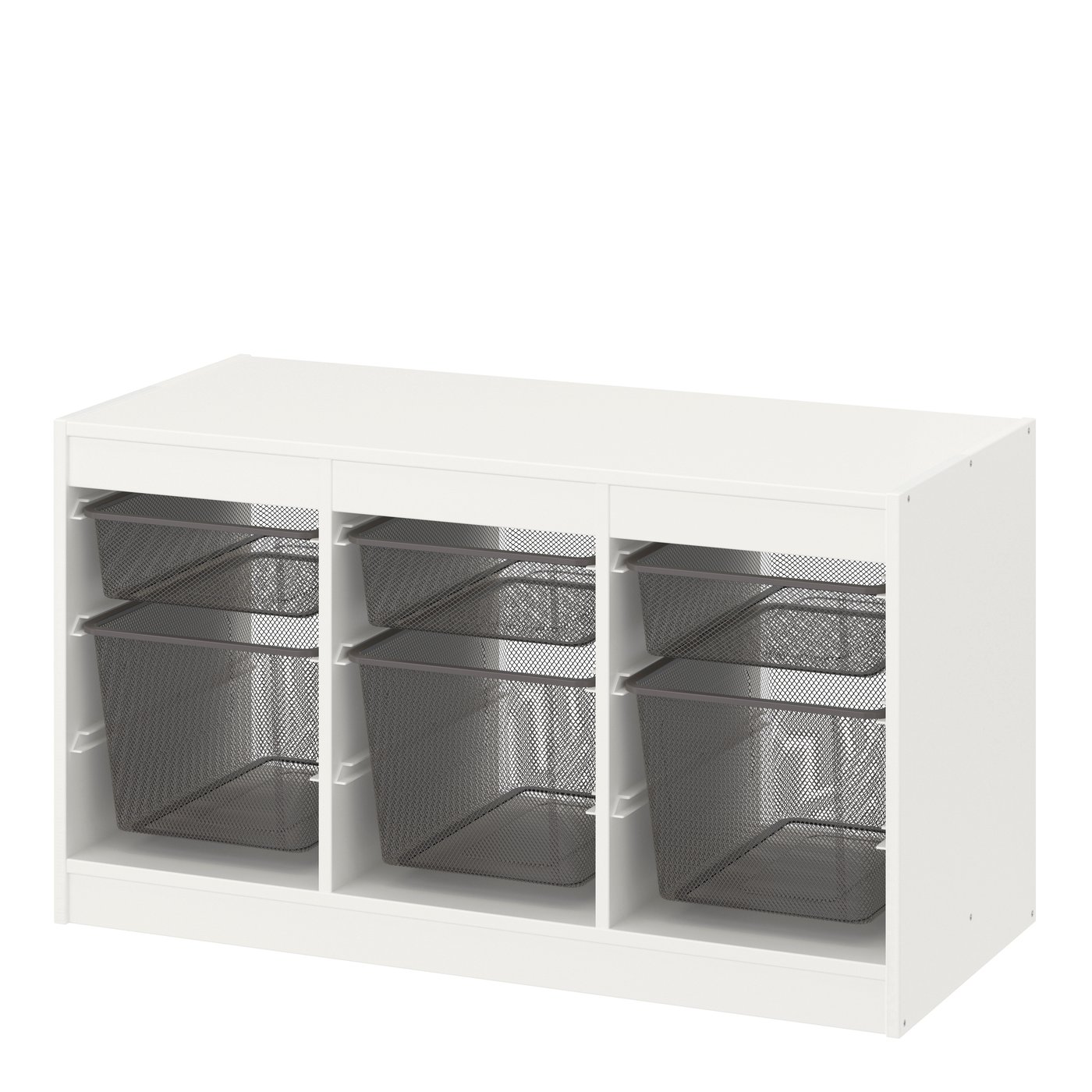 IKEA - TROFAST säilytyskokonaisuus+laatikot, valkoinen/tummanharmaa