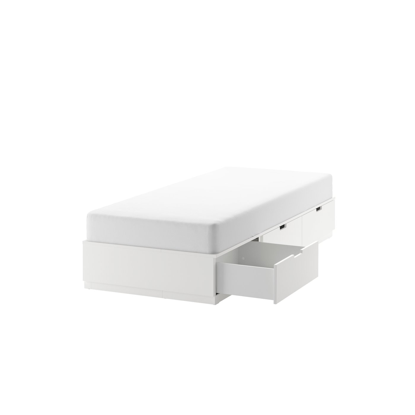 IKEA - NORDLI sängynrunko, jossa laatikot, valkoinen