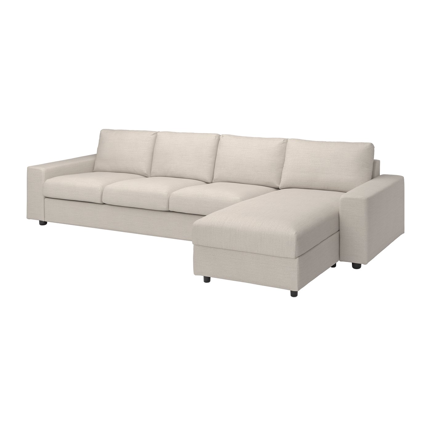 IKEA - VIMLE 4:n istuttava sohva + divaani, leveillä käsinojilla/Gunnared beige