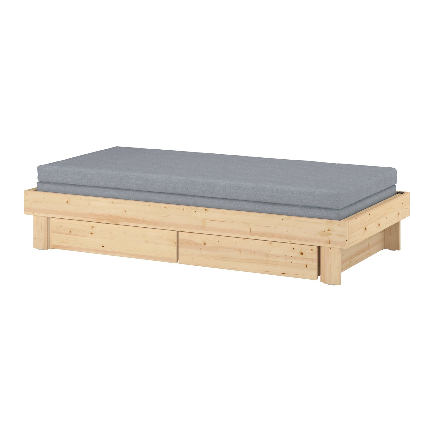 IKEA - GLAMBERGET jatkettava sänky säilytystil/2 patj, mänty/Ågotnes kiinteä