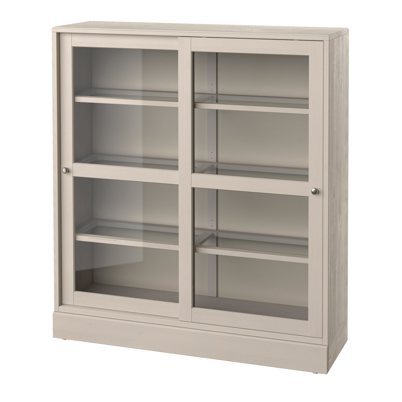 IKEA - HAVSTA vitriinikaappi sokkelilla, harmaanbeige/kirkas lasi