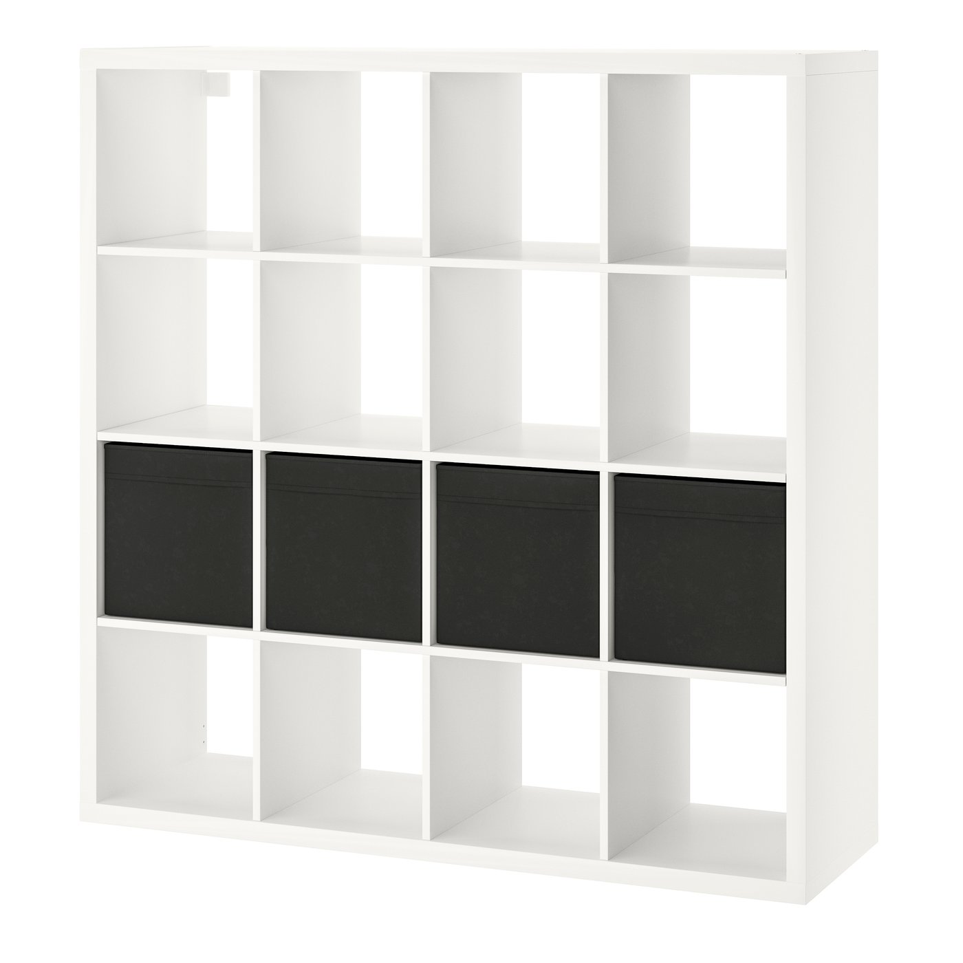 IKEA - KALLAX hylly ja 4 sisustetta, valkoinen