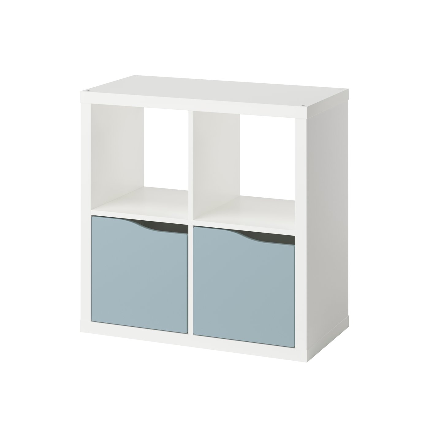 IKEA - KALLAX hylly, 2 ovea valkoinen/vaalea harmaansininen aaltomainen