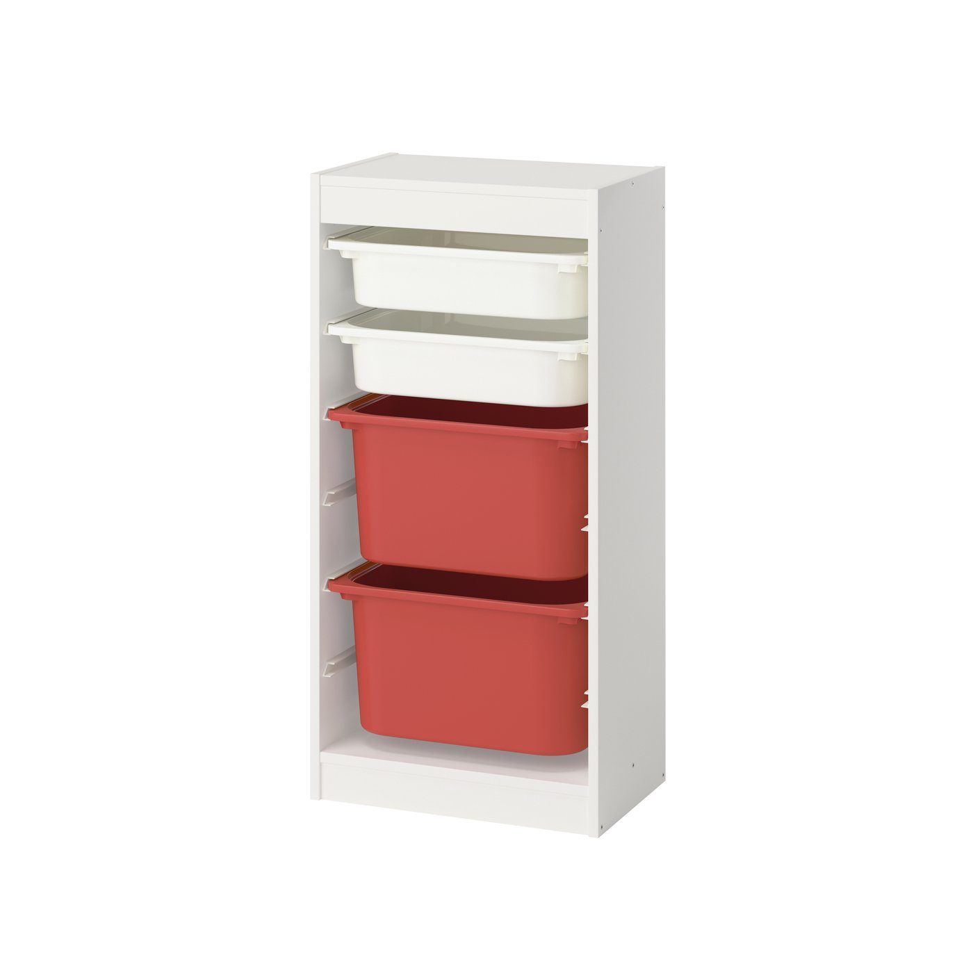 IKEA - TROFAST säilytyskokonaisuus+laatikot, valkoinen valkoinen/punainen