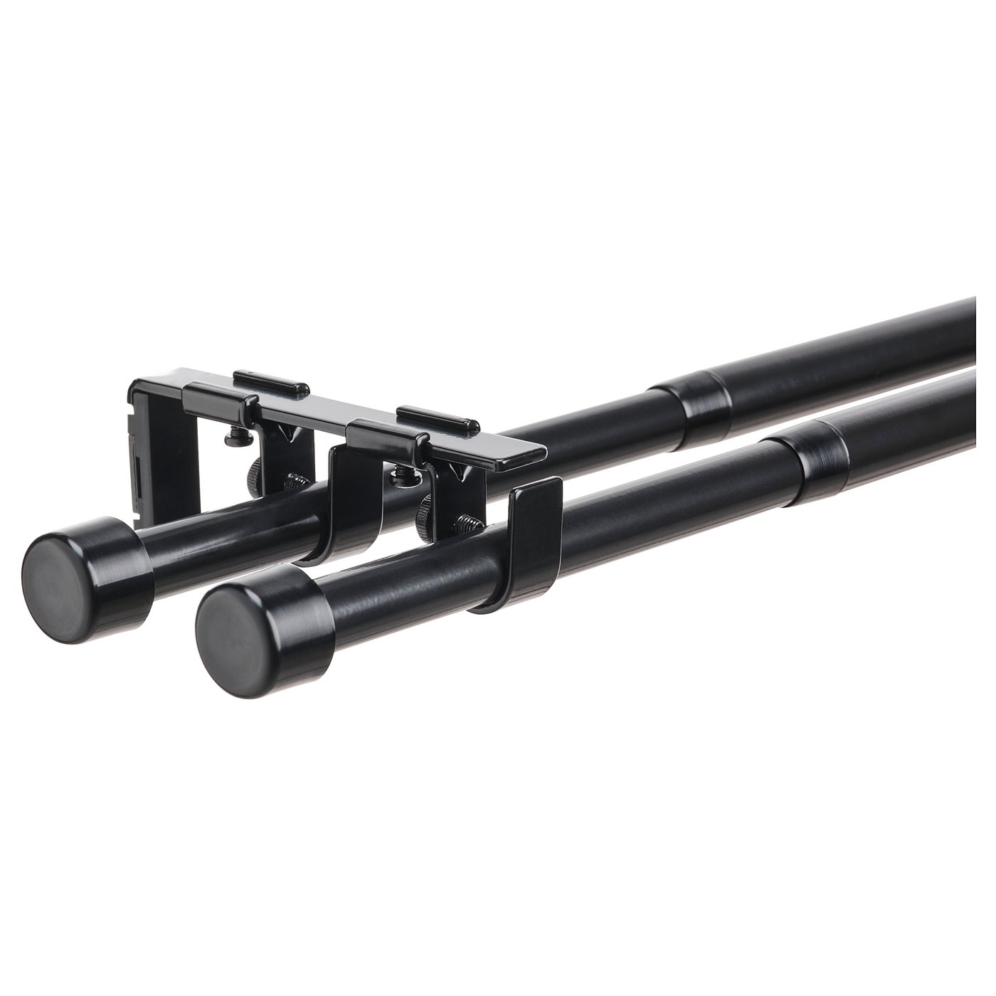 Black double curtain rod set