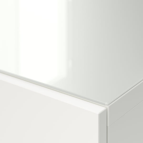 BESTÅ Päällyslevy, lasi/valkoinen, 120x40 cm