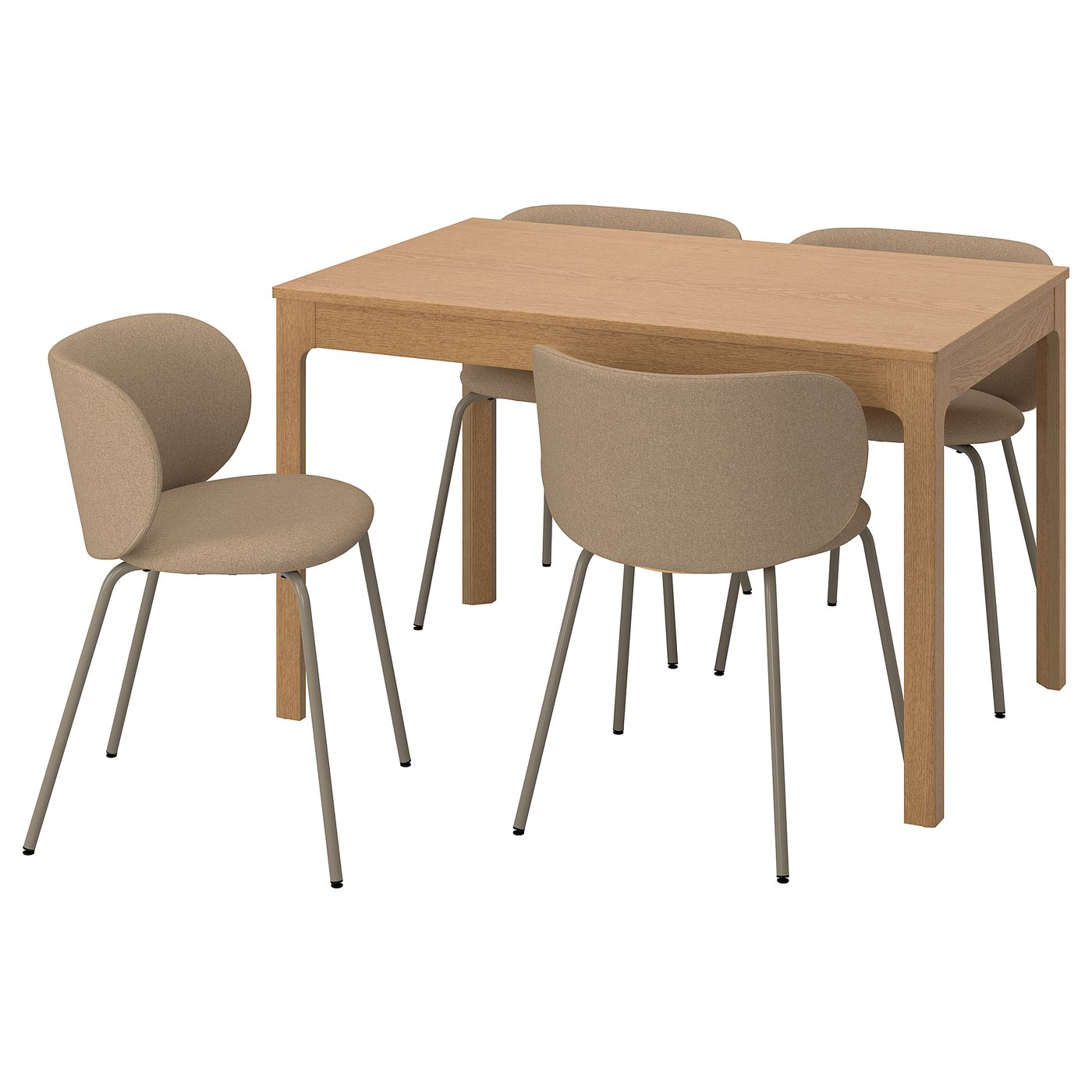 IKEA - EKEDALEN / KRYLBO pöytä + 4 tuolia, tammi/Tonerud tumma beige
