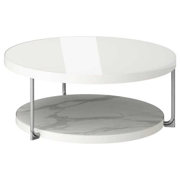 FRÖTORP Sohvapöytä, valkoinen kromattu/valkoinen lasi, 88 cm