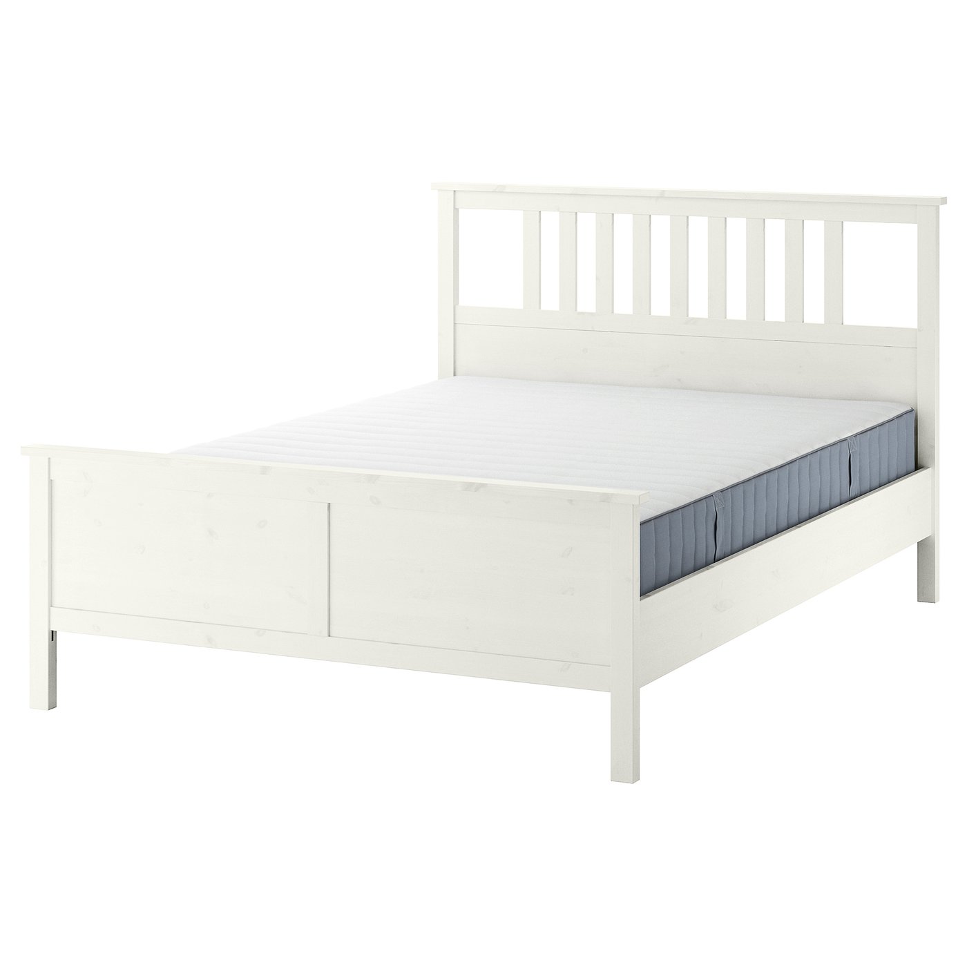 IKEA - HEMNES sängynrunko ja patja, valkoiseksi petsattu/Valevåg puolikiinteä, 160x200 cm