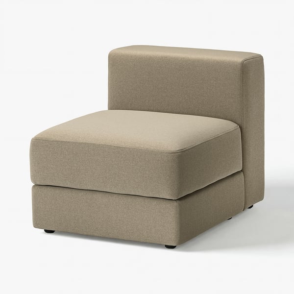 JÄTTEBO-tuoli, beige, pehmeä kudottu kangas, L-muotoinen, moderni minimalistinen muotoilu.
