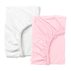 White/pink fitted sheet for crib