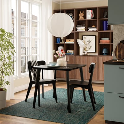 LISABO / LISABO Pöytä + 2 tuolia, musta/musta, 88 cm