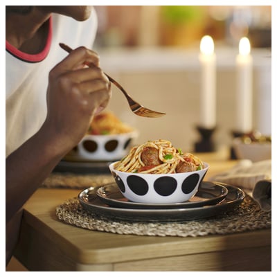 OFTAST Kulho, valkoinen musta/pilkkukuvio, 15 cm