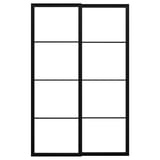 PAX-vaatekaapin runko mustana, tyylikäs alumiinimuotoilu modernilla ristikkokuviolla.