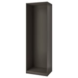 Musta IKEA PAX -vaatekaapin runko, suorakaiteen muotoinen, tummanharmaa mattapinta.