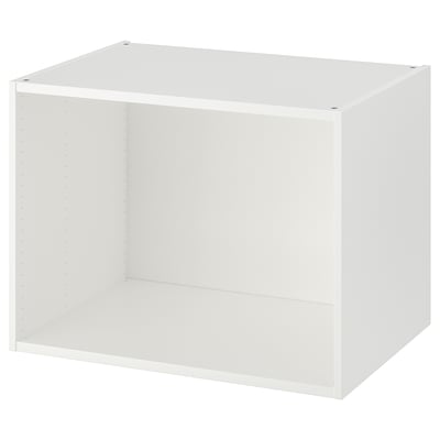 Valkoinen PLATSA-kuutiosäilytyskaluste - moderni, minimalistinen muotoilu, neliön muotoinen, valmistettu kuitulevystä ja lastulevystä.