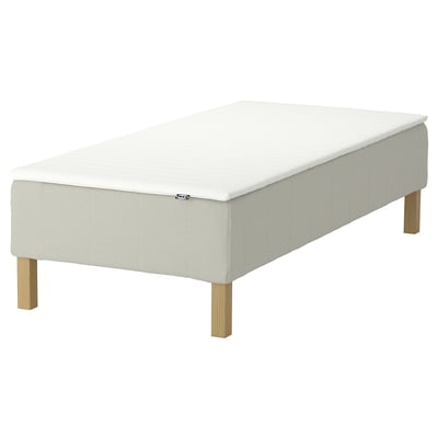 RENFJÄLLET valkoinen sängynpohja, puiset jalat, pehmustettu, suorakaiteen muotoinen, IKEA.