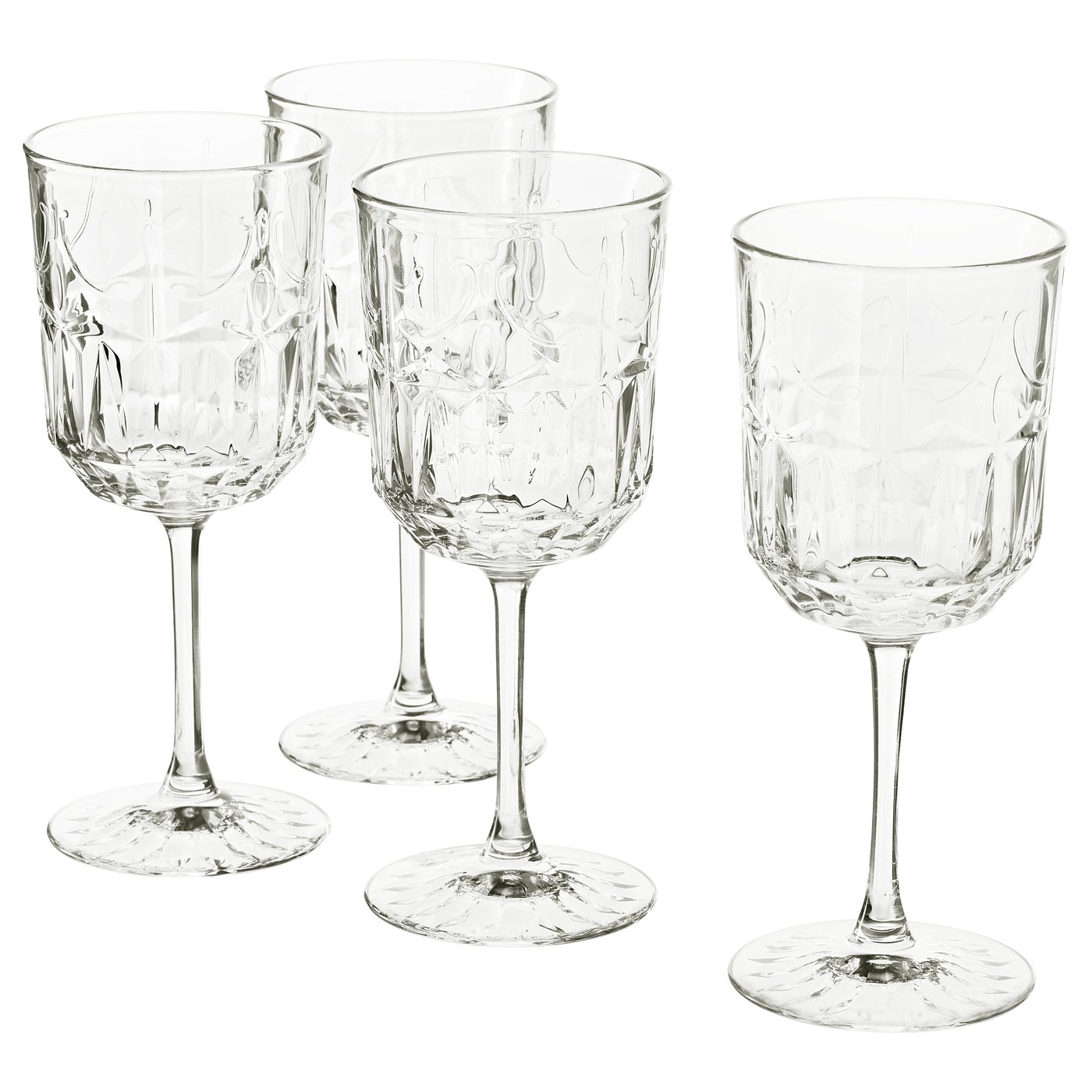Clear patterned wine glass