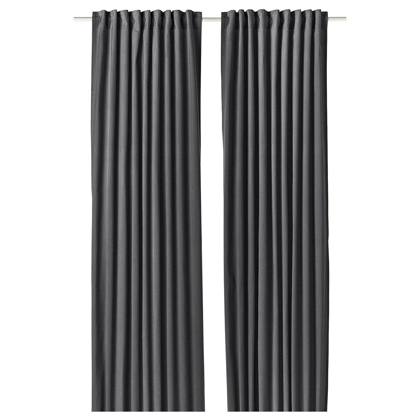 IKEA - SANELA verhot, 2 kpl, tummanharmaa/laskosnauha, 140x250 cm