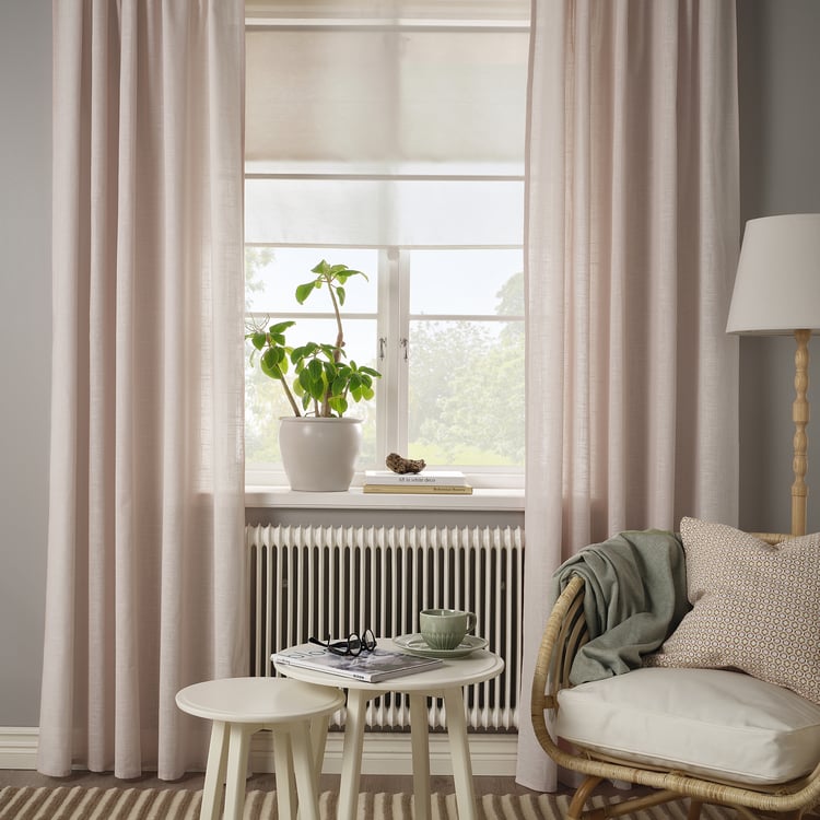 Silverlönn Beige SILVERLÖNN verhot, 2 kpl, roosa/laskosnauha, 145x250 cm - IKEA