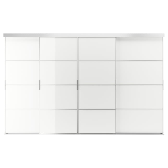 SKYTTA / FÄRVIK liukuovikokonaisuus, alumiini/valkoinen lasi, 326x205 ...