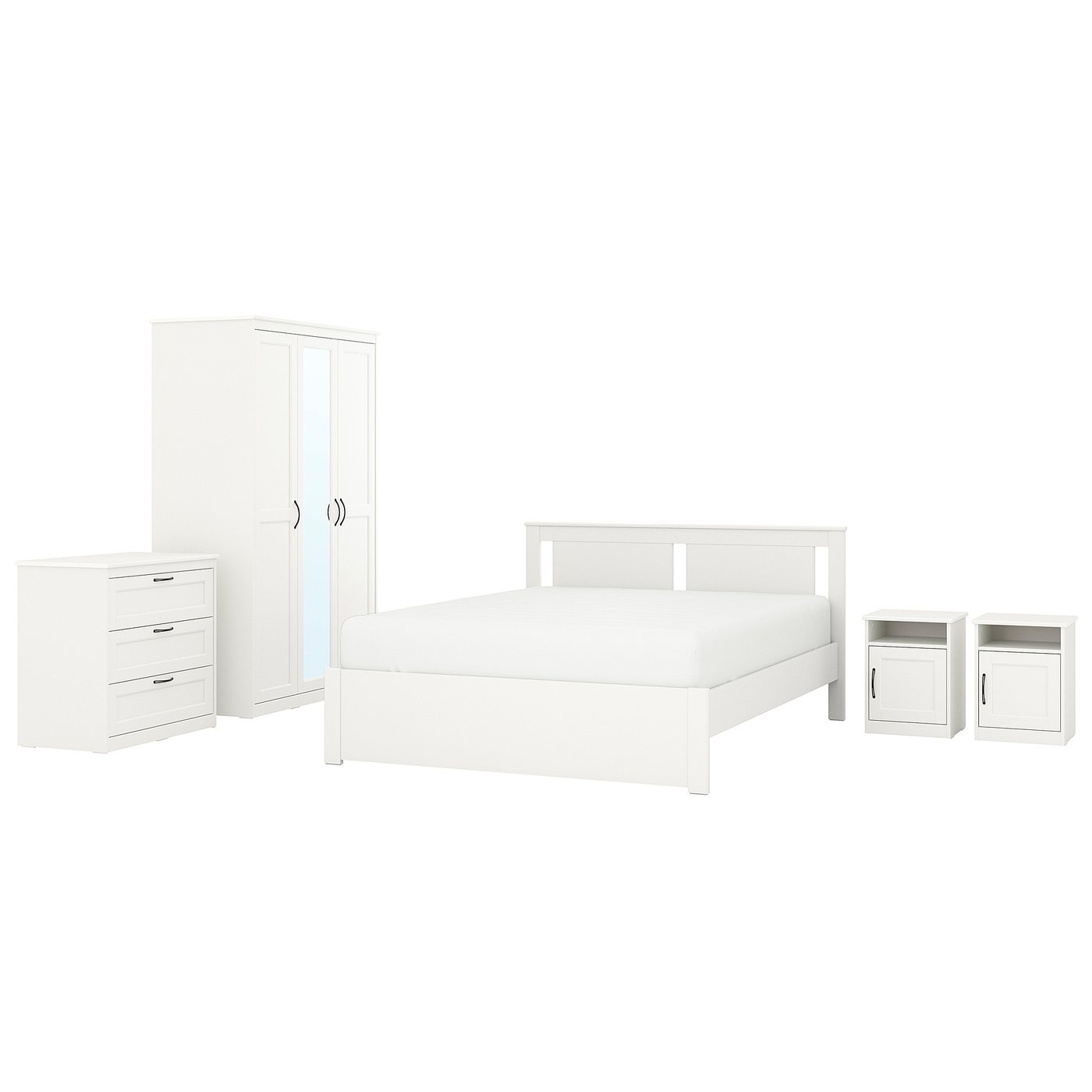 IKEA - SONGESAND makuuhuoneen kalusteet, 5 osaa, valkoinen, 140x200 cm