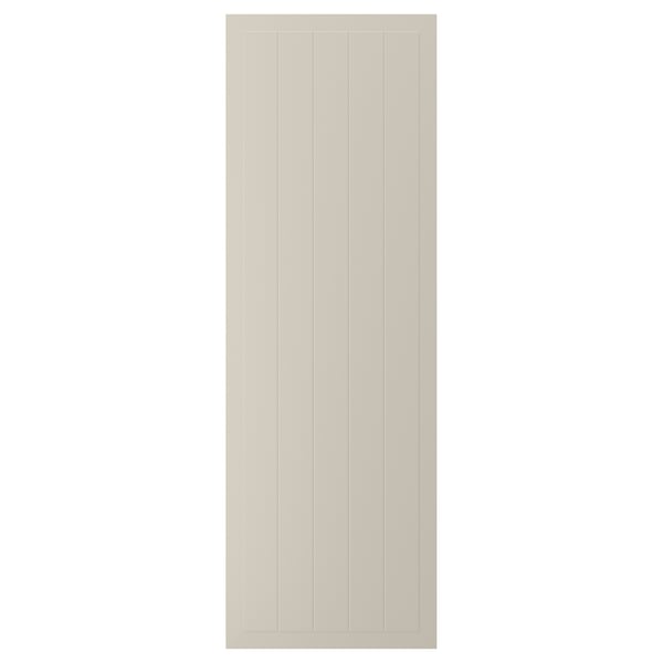 Beige STENSUND-kaapin ovi, jossa on uritettu paneeli, valmistettu kuitulevystä, suorakaiteen muotoinen, sileä, kehystetty ilme.