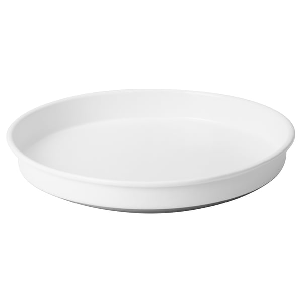 VARIERA valkoinen keittiön kääntöpöytä, pyöreä, keramiikkamainen muovi, korotetut reunat helpottavat pyörimistä ja pääsyä.