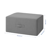 VITHÄLL harmaa ottomaani, mitat: 31 1/2 x 26 3/4 x 15 3/4. Pehmeä vaahtomuovi, säädettävä, kahva mukana.