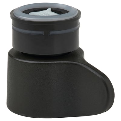 Svart diskbänksmunstycke i abs-plast, cylindriskt med ett strukturerat grepp, designat för ergonomisk användning.