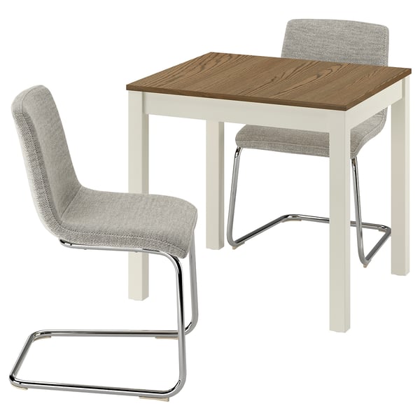 ÅLHULT / LUSTEBO Bord och 2 stolar, beige/brun/Viarp beige/brun, 80x74 cm