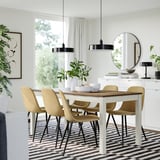 ÅLHULT / NORDMANSSKÄR Bord och 6 stolar, beige/brun/Letafors gulbeige svart, 170/220x80 cm