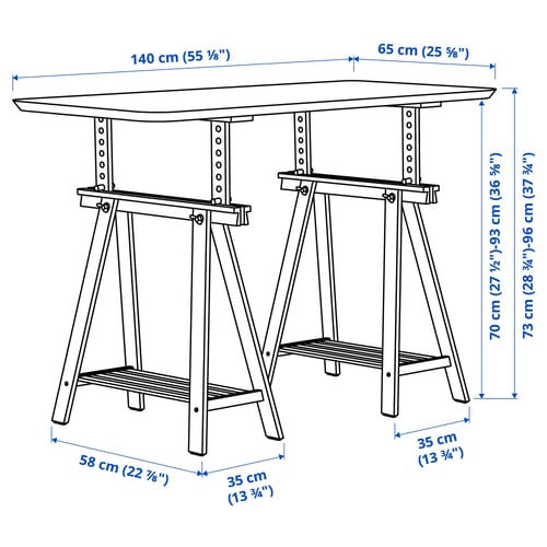 ANFALLARE / MITTBACK Skrivbord, bambu vit, 140x65 cm