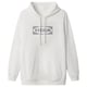 Vit ikea hoodie, mjuk bomull, huva med dragsko, framficka, enkel design.
