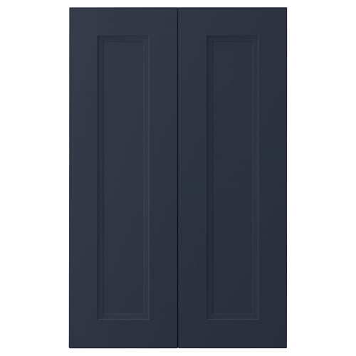 AXSTAD blå köksluckor, slät foliefinish, rektangulär infälld panel.