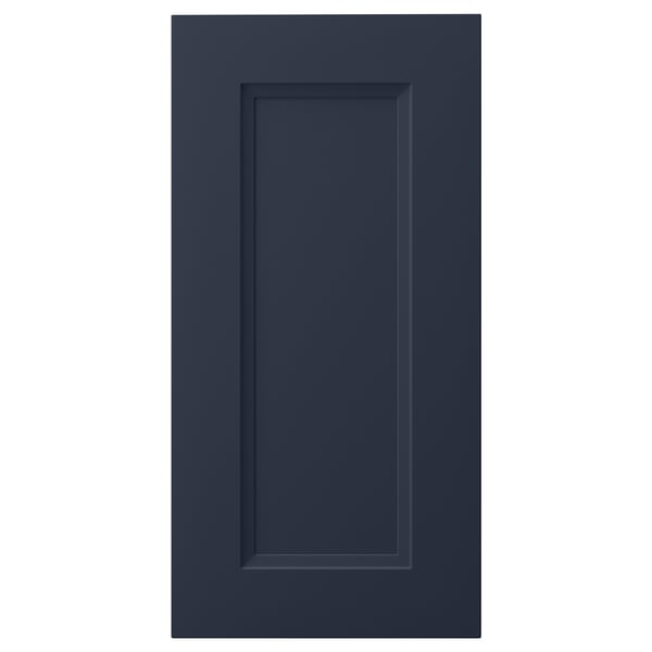Mörkblå AXSTAD köksskåpslucka, rektangulär med infälld panel, slät foliefinish.