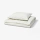 BANDKNIPPE Påslakan 1 örngott, vit/grön, 150x200/50x60 cm