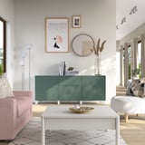 BESTÅ Förvaring med lådor, Krukmakare mörk grågrön/Stubbarp vit, 180x42x74 cm