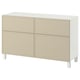 BESTÅ Förvaringskombination+dörrar/lådor, Krukmakare beige/Stubbarp vit, 120x42x74 cm