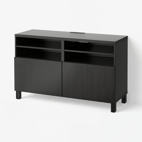 BESTÅ Tv-bänk med dörrar, svartbrun/Lappviken/Stubbarp svartbrun, 120x42x74 cm