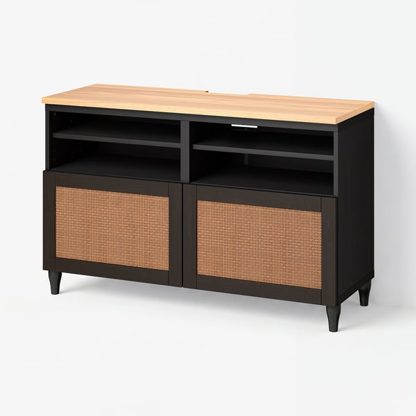 BESTÅ Tv-bänk med dörrar, svartbrun/Studsviken/Kabbarp svartbrun, 120x42x76 cm