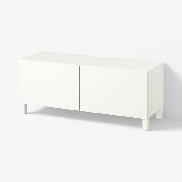 BESTÅ Tv-bänk med dörrar, vit/Lappviken/Stubbarp vit, 120x42x48 cm