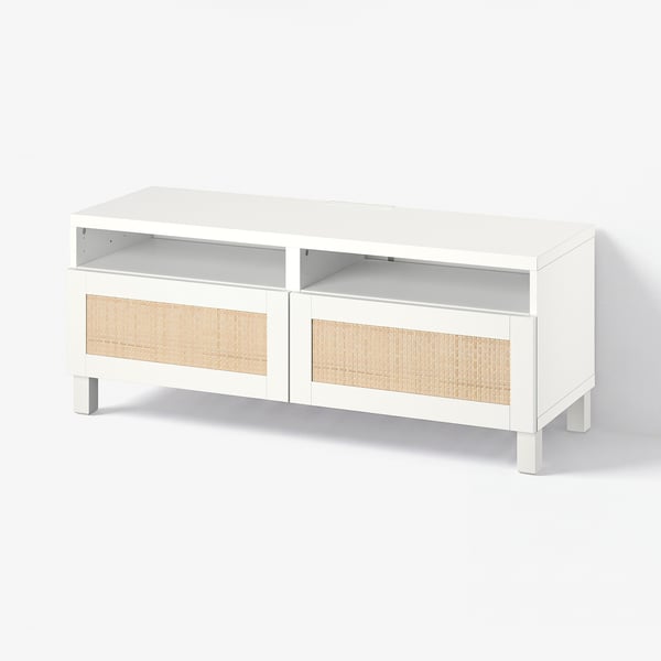BESTÅ Tv-bänk med lådor, vit/Studsviken/Stubbarp vit, 120x42x48 cm