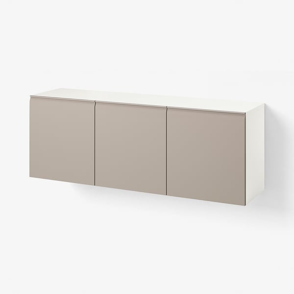 BESTÅ Väggmonterad skåpkombination, vit/Hammarsmed beige, 180x42x64 cm