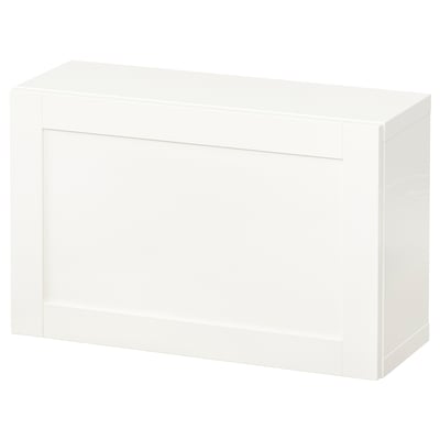 Vit förvaring BESTÅ, rektangulär, minimalistisk design.