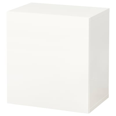 Vit förvaringsmöbel BESTÅ tillverkad av återvunnet material, minimalistisk design för hemorganisation.