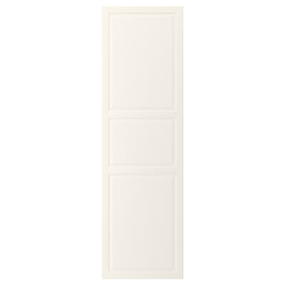 Dörren BODBYN är benvit, rektangulär med fasade paneler och slätlackerad yta.