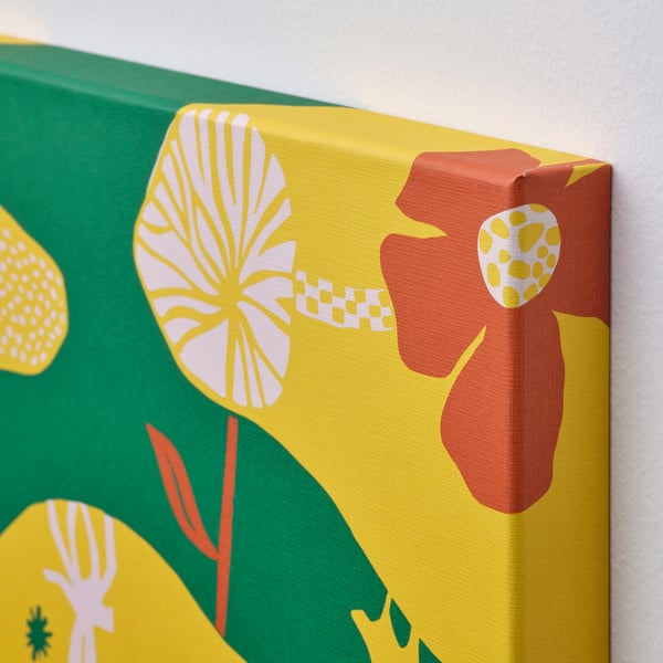 Livfull, detaljerad målning av färgglada blommor på en duk. Konst av hög kvalitet med levande färger.