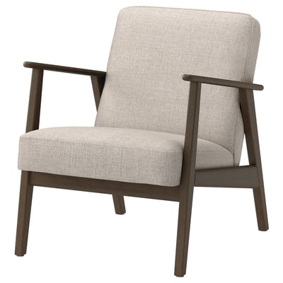 EKENÄSET Fåtölj, valnötsmönstrad/Kilanda ljusbeige